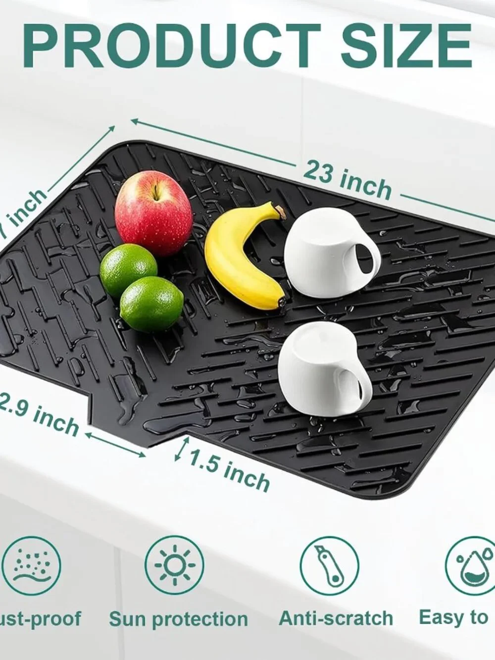 Silicone Dish Drying Mat with Built-In Drain Spout – Heat-Resistant Non-Slip